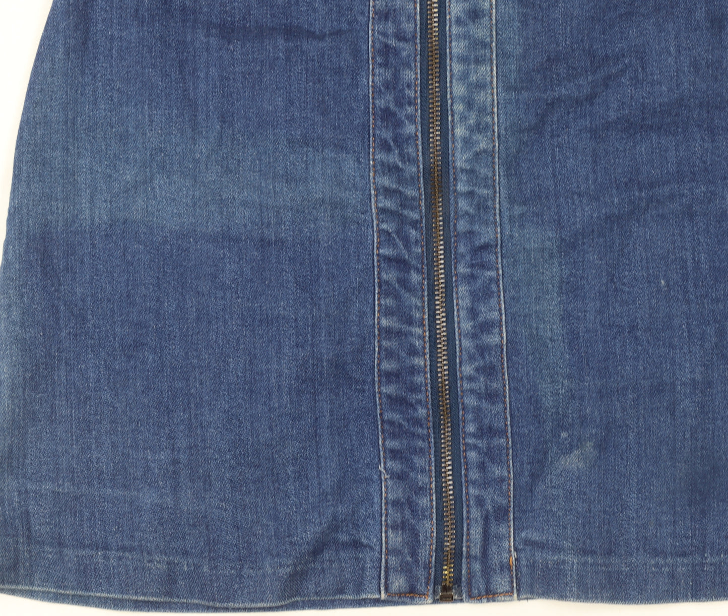 H&M Women Blue Denim Short Zip Front Pencil Skirt Size 10
