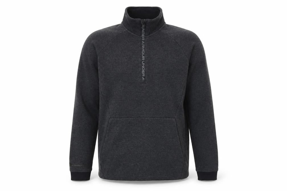 Front view of Under Armour Men's Grey 1/4 Zip Fleece Sweatshirt, size S