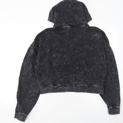 PrettyLittleThing Women Black Acid Wash Full Zip Hoodie UK 16 100% Cotton