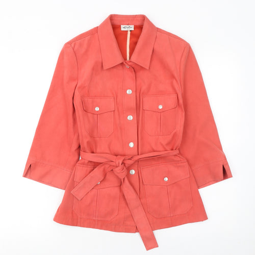 Erfo Women's Orange Belted 3/4 Sleeve Polyester Jacket Size 10