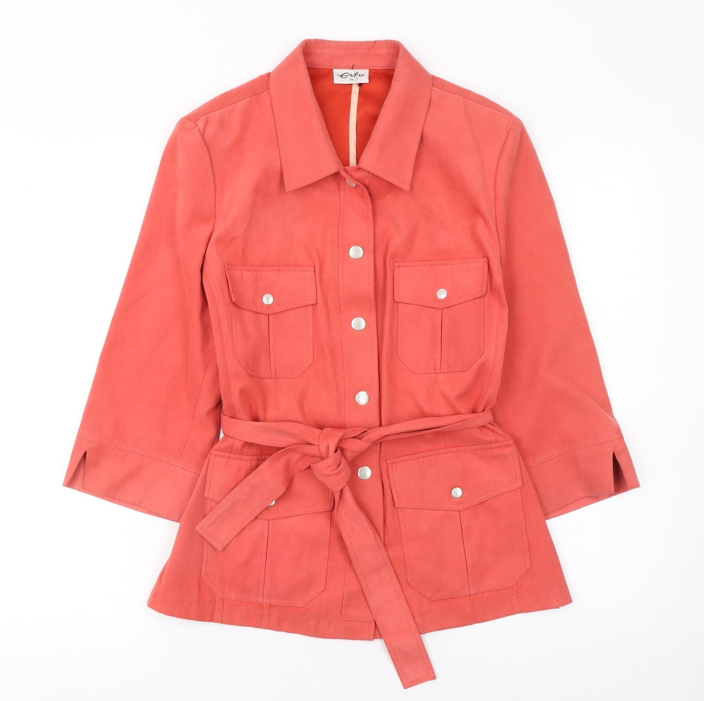 Erfo Women's Orange Belted 3/4 Sleeve Polyester Jacket Size 10