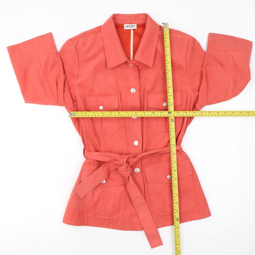 Erfo Women's Orange Belted 3/4 Sleeve Polyester Jacket Size 10
