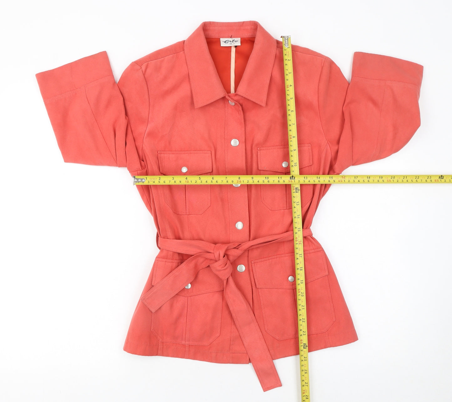 Erfo Women's Orange Belted 3/4 Sleeve Polyester Jacket Size 10
