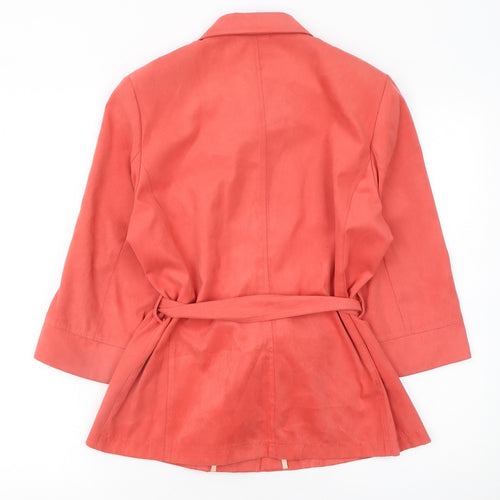 Erfo Women's Orange Belted 3/4 Sleeve Polyester Jacket Size 10