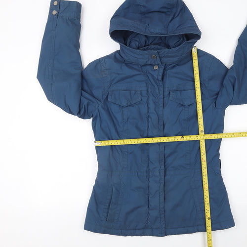 H&M Women's Blue Hooded Lined Parka Jacket Size 10