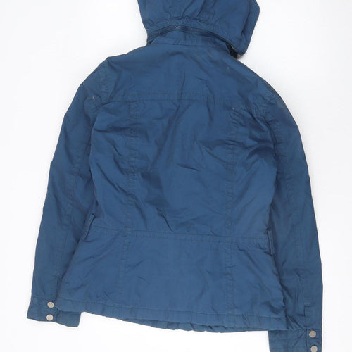 H&M Women's Blue Hooded Lined Parka Jacket Size 10