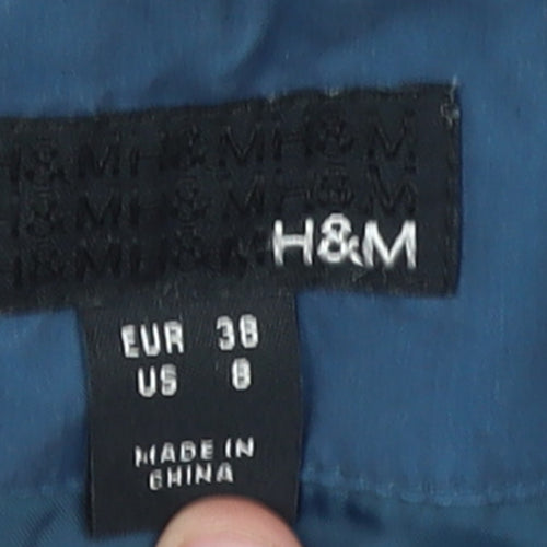 H&M Women's Blue Hooded Lined Parka Jacket Size 10