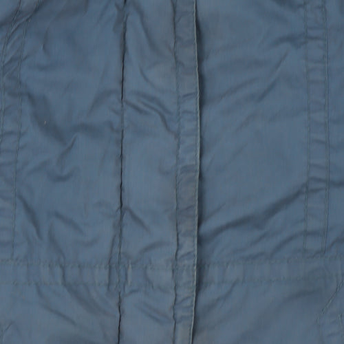 H&M Women's Blue Hooded Lined Parka Jacket Size 10