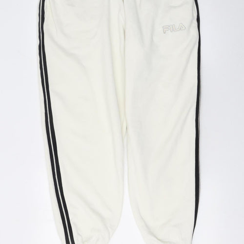 Fila Women's White 3XL Sweatpants with Black Stripe Detail