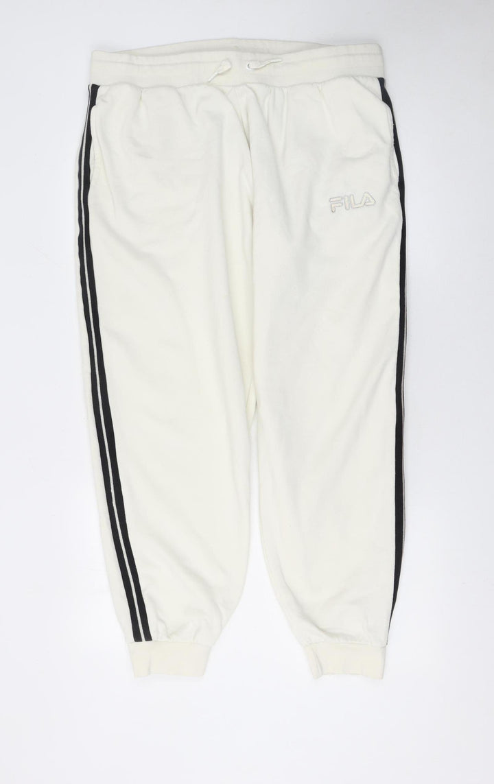 Fila Women's White 3XL Sweatpants with Black Stripe Detail