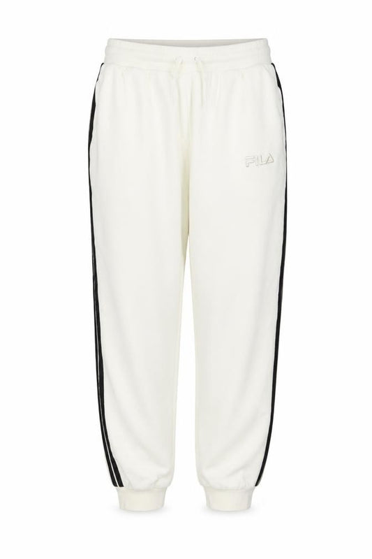 Front view of Fila Women's White 3XL Sweatpants with Black Stripe Detail