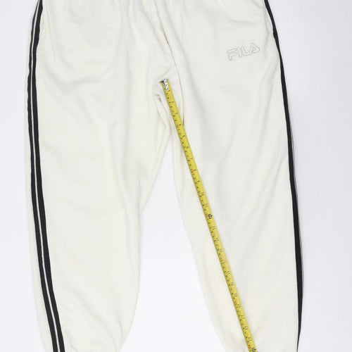 Fila Women's White 3XL Sweatpants with Black Stripe Detail