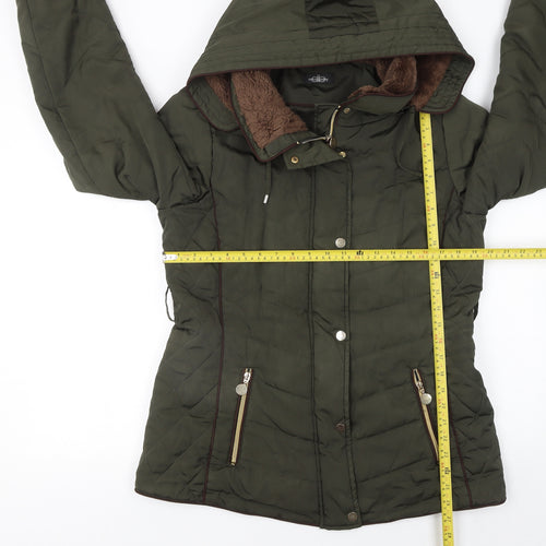 David Barry Women Green Size 14 Hooded Puffer Jacket Quilted Warm Coat
