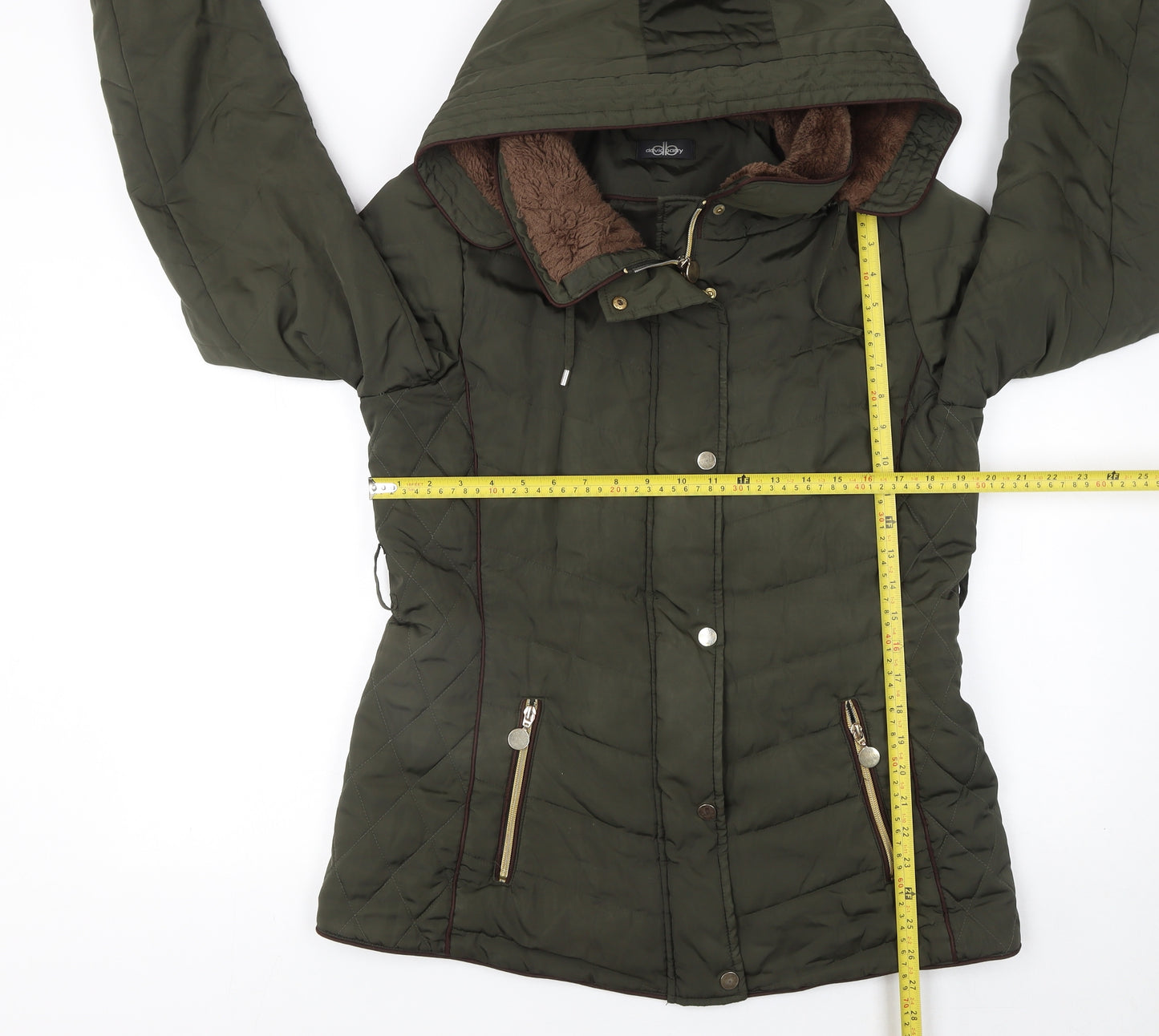 David Barry Women Green Size 14 Hooded Puffer Jacket Quilted Warm Coat