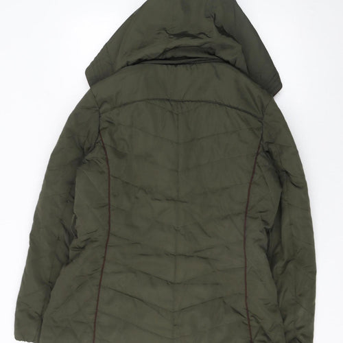 David Barry Women Green Size 14 Hooded Puffer Jacket Quilted Warm Coat