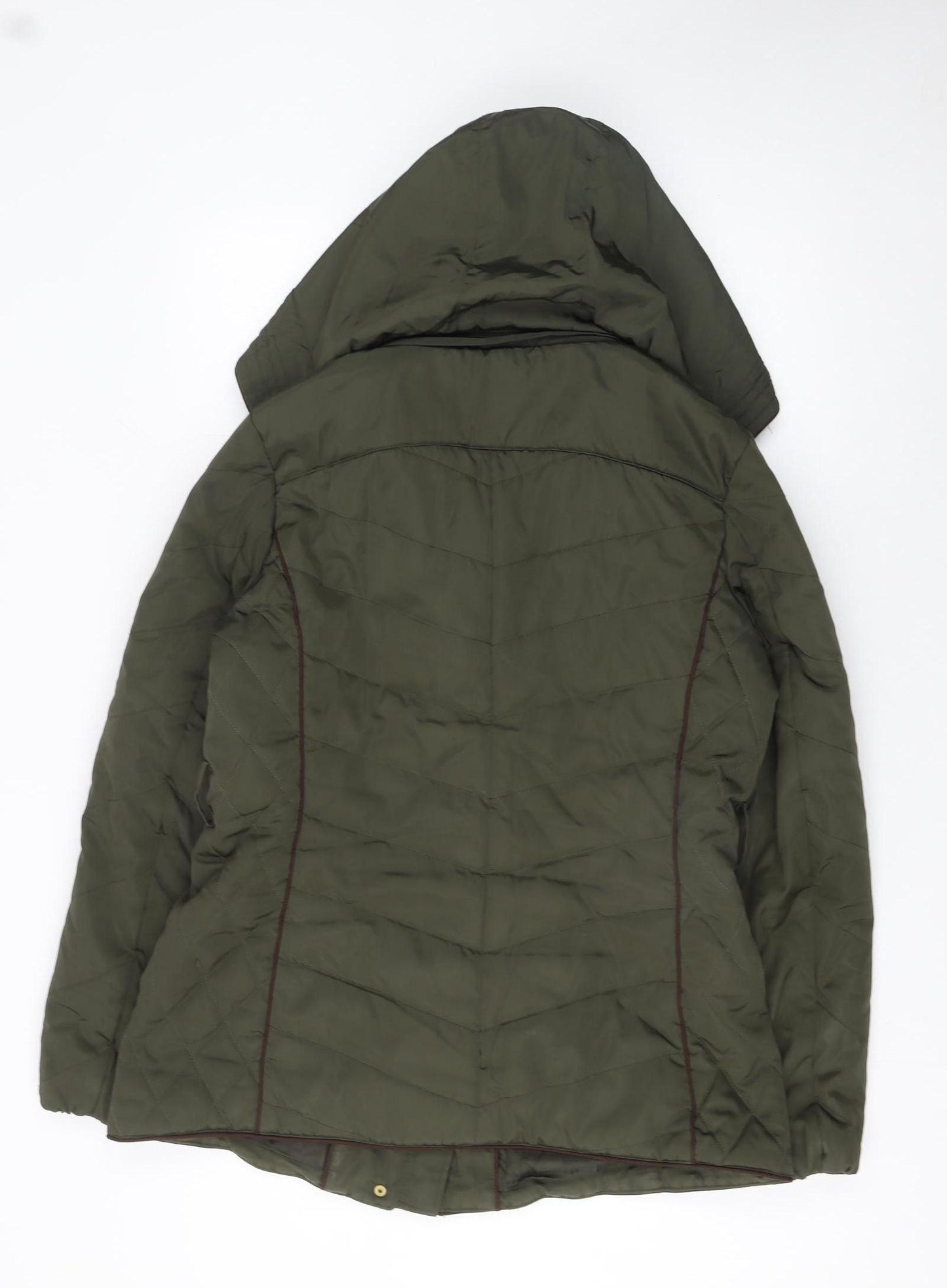 David Barry Women Green Size 14 Hooded Puffer Jacket Quilted Warm Coat