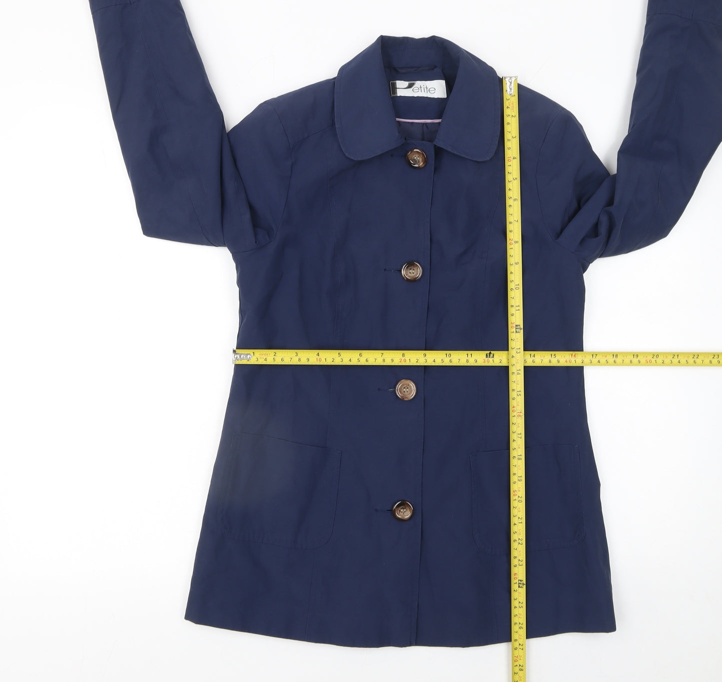 BHS Women Blue Petite Size 8 Cotton Blend Button Jacket