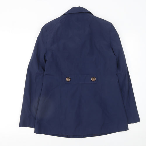 BHS Women Blue Petite Size 8 Cotton Blend Button Jacket