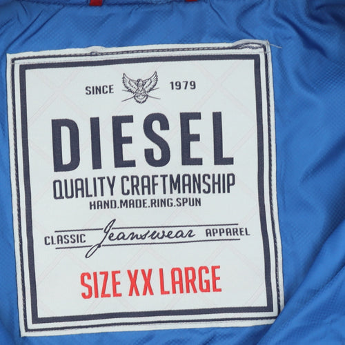 Diesel Men's Blue 2XL Windbreaker Jacket Lightweight Polyamide