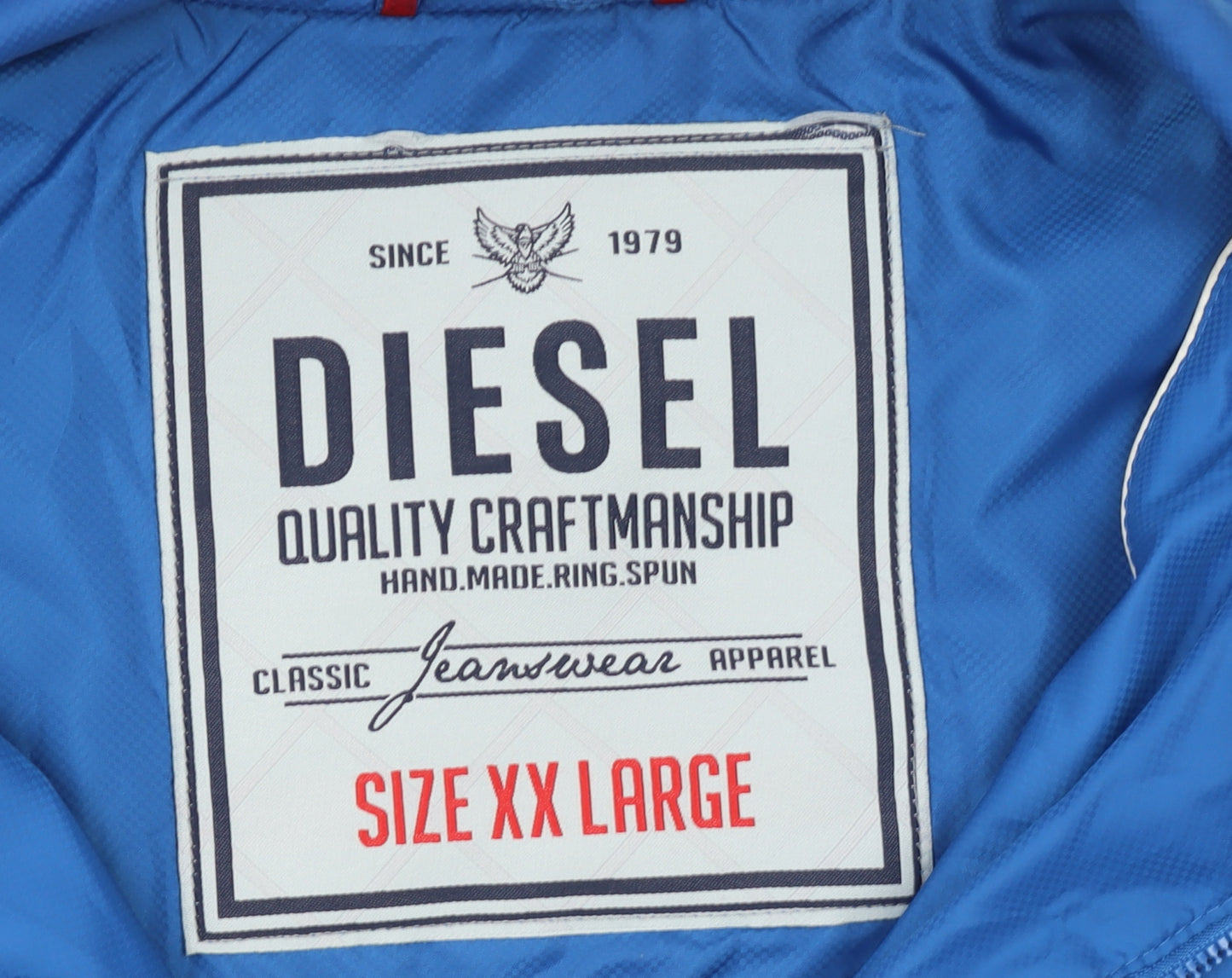 Diesel Men's Blue 2XL Windbreaker Jacket Lightweight Polyamide