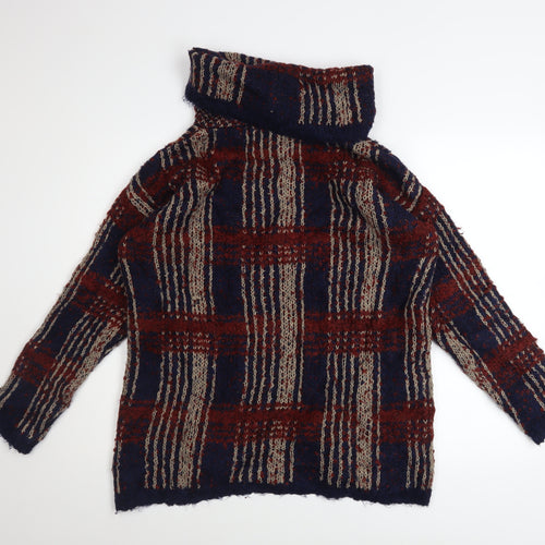 Next Women's Multicoloured Roll Neck Chunky Knit Jumper Size 16