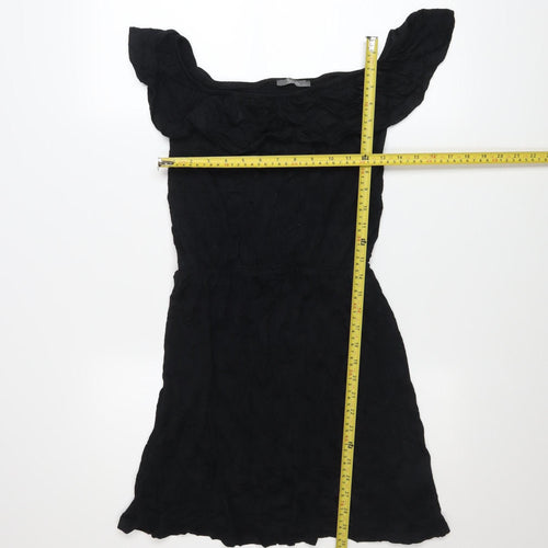 South Women Black Size 8 Off Shoulder Short Dress