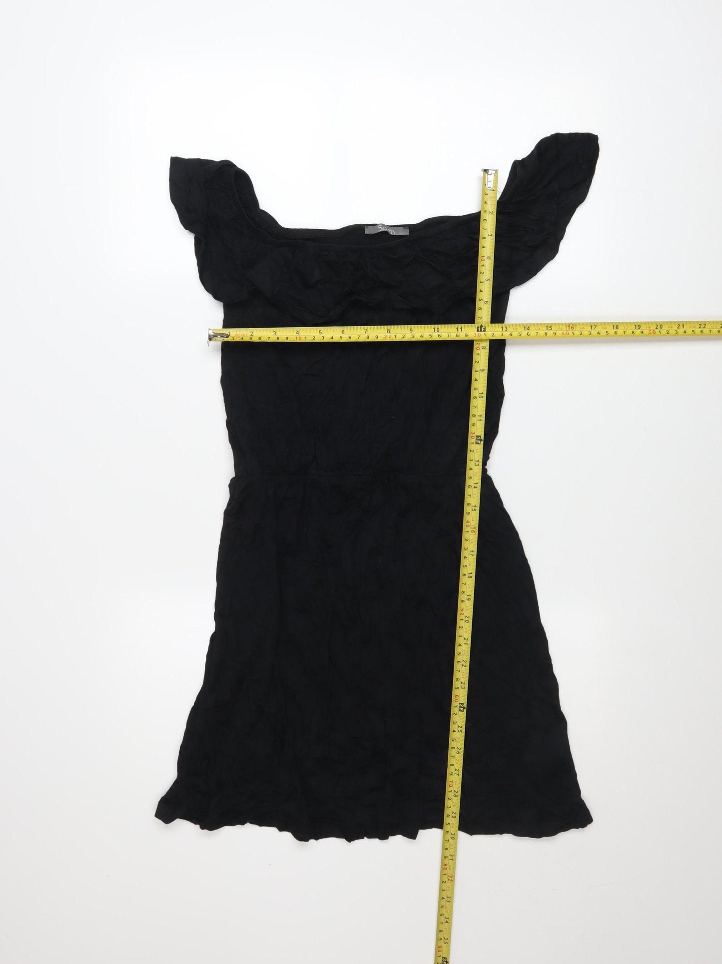 South Women Black Size 8 Off Shoulder Short Dress