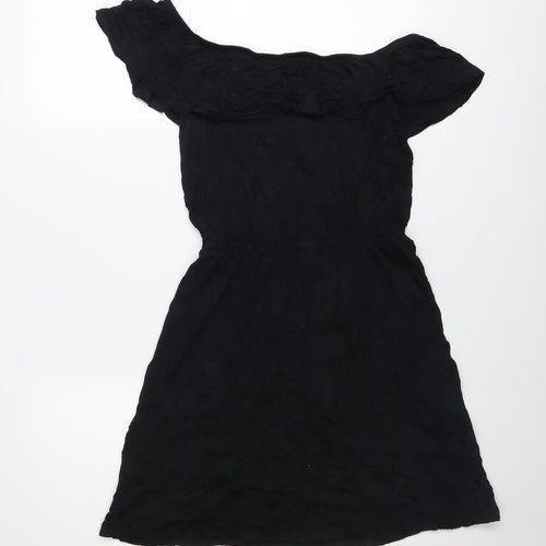 South Women Black Size 8 Off Shoulder Short Dress