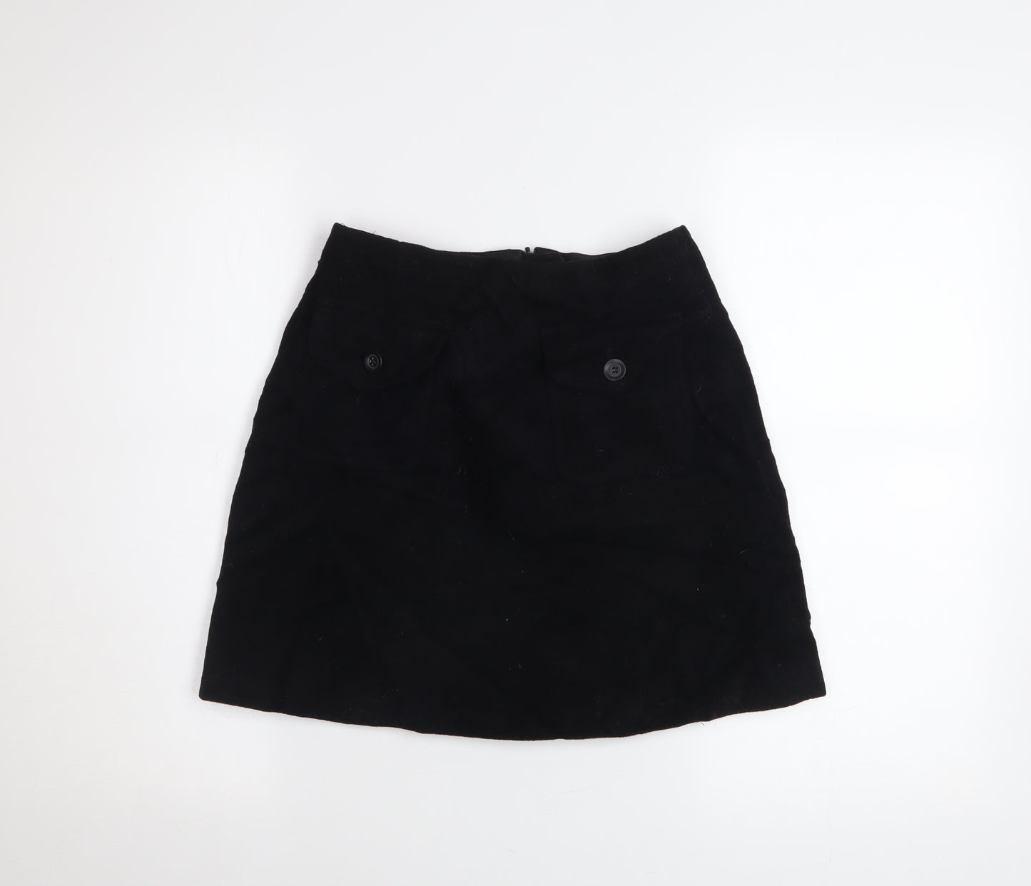 Warehouse Women’s Black Wool A-Line Short Skirt Size 10
