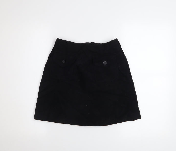 Warehouse Women’s Black Wool A-Line Short Skirt Size 10