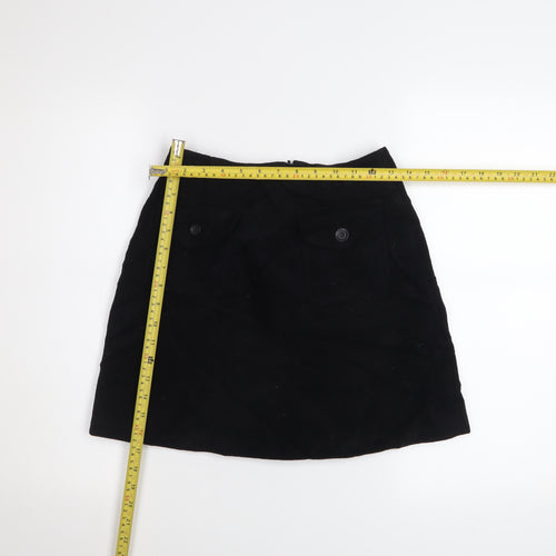 Warehouse Women’s Black Wool A-Line Short Skirt Size 10