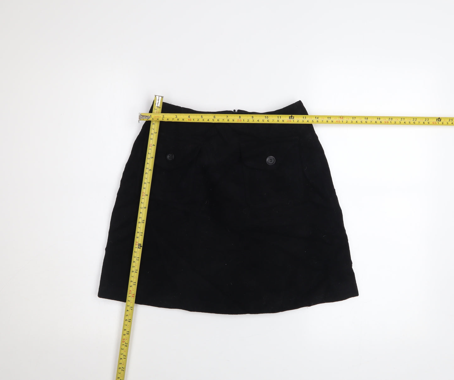 Warehouse Women’s Black Wool A-Line Short Skirt Size 10