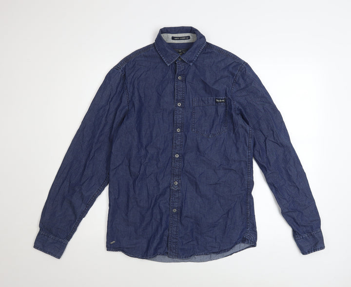 Tokyo Laundry Men's Blue Cotton Long Sleeve Button-Up Shirt S