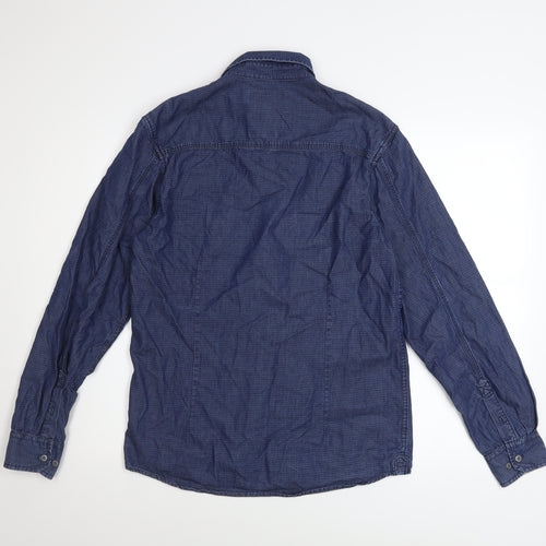 Tokyo Laundry Men's Blue Cotton Long Sleeve Button-Up Shirt S