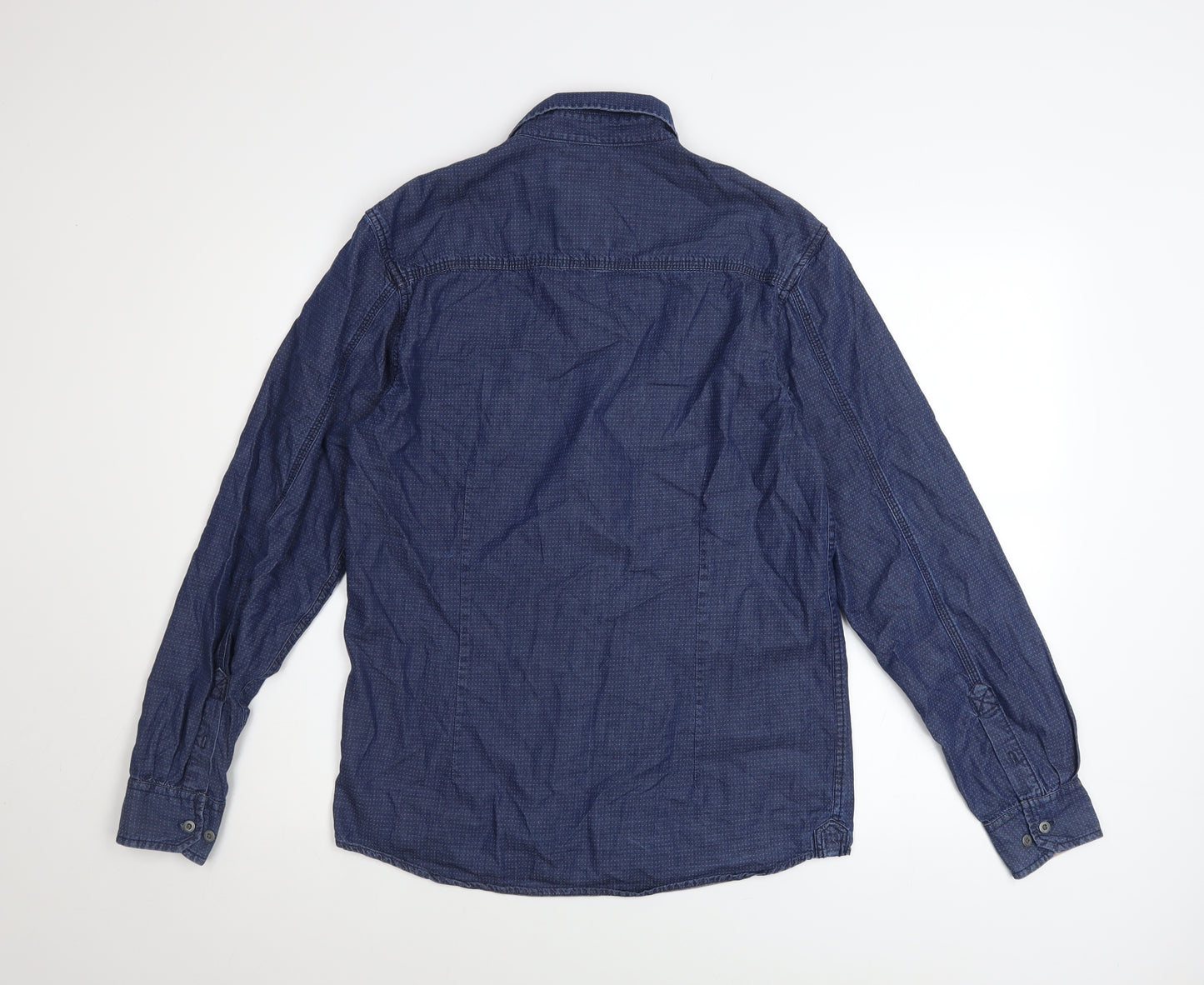 Tokyo Laundry Men's Blue Cotton Long Sleeve Button-Up Shirt S