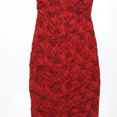 Next Women’s Red Floral Strapless Sheath Dress Size 10