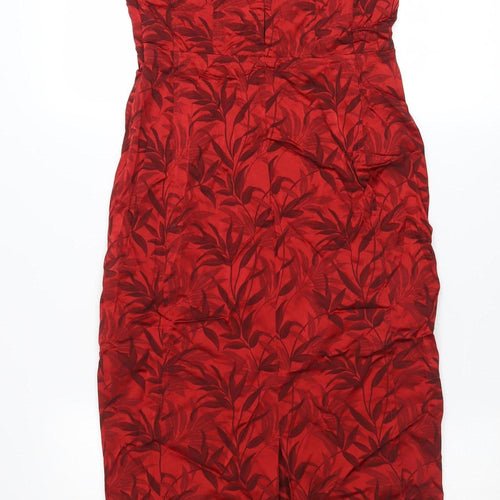 Next Women’s Red Floral Strapless Sheath Dress Size 10