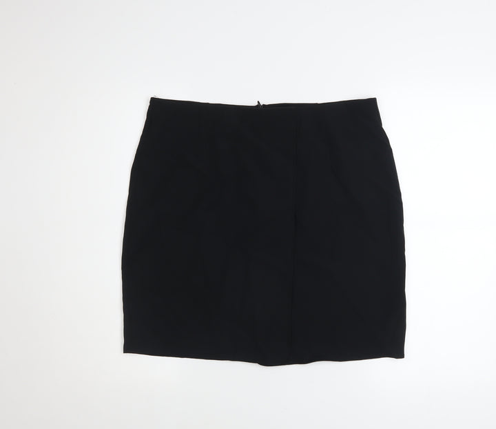 Boohoo Women Black Knee Length Stretch Pencil Skirt UK 16