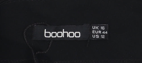 Boohoo Women Black Knee Length Stretch Pencil Skirt UK 16