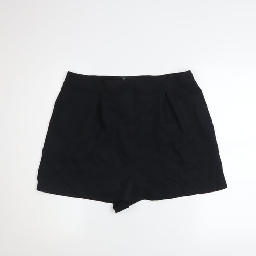 ASOS DESIGN Women Black Size 16 High Rise Pleated Chino Shorts