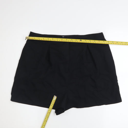 ASOS DESIGN Women Black Size 16 High Rise Pleated Chino Shorts