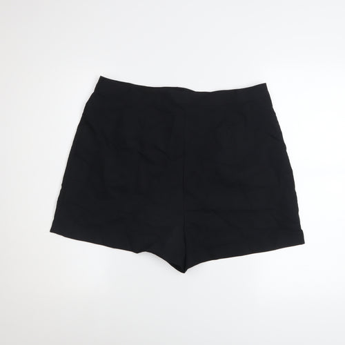 ASOS DESIGN Women Black Size 16 High Rise Pleated Chino Shorts