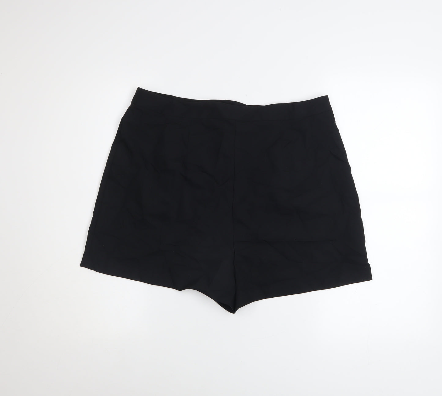 ASOS DESIGN Women Black Size 16 High Rise Pleated Chino Shorts