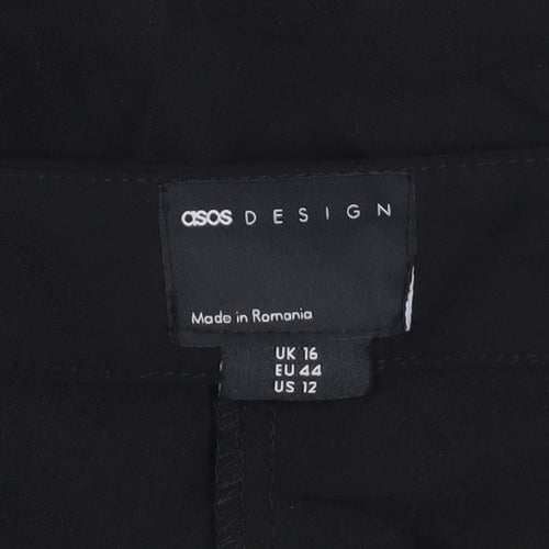 ASOS DESIGN Women Black Size 16 High Rise Pleated Chino Shorts