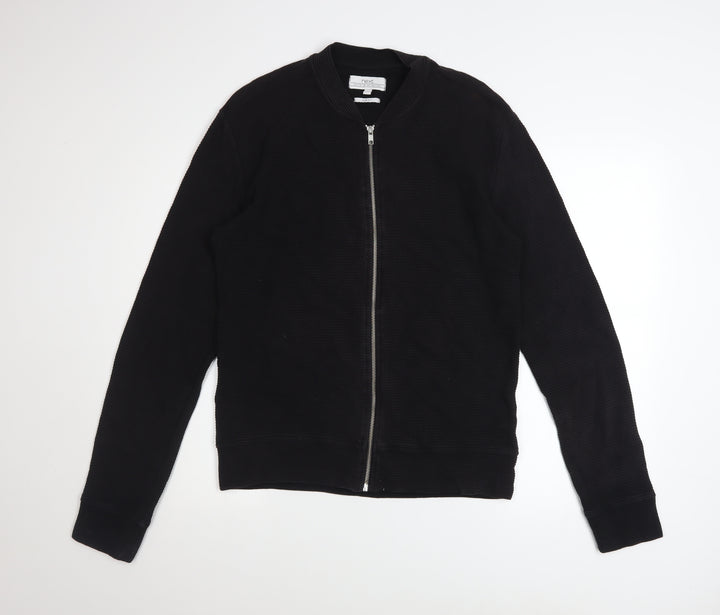 Next Men's Black Medium Basic Jacket 100% Cotton Zip Up Casual Bomber