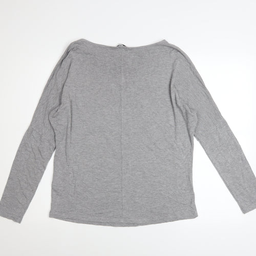 Next Women’s Grey Sequin Star Long Sleeve Viscose Top UK 12
