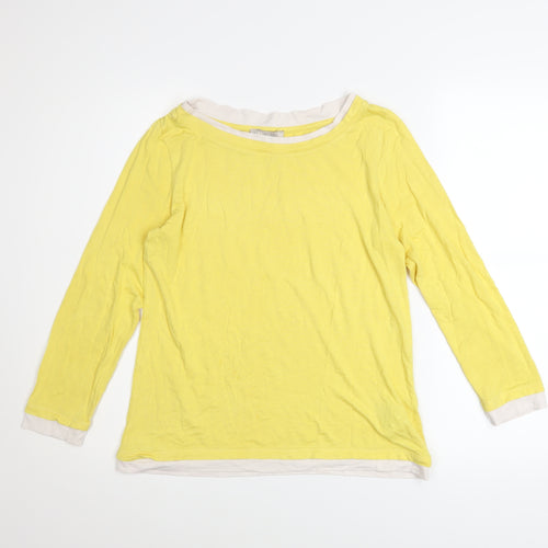 Hobbs Women’s Yellow Long Sleeve Boat Neck Basic T-Shirt S