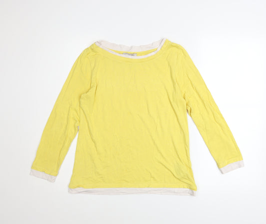Hobbs Women’s Yellow Long Sleeve Boat Neck Basic T-Shirt S