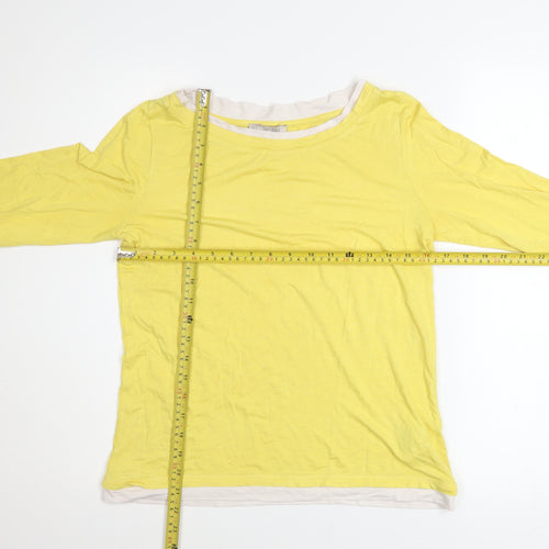 Hobbs Women’s Yellow Long Sleeve Boat Neck Basic T-Shirt S