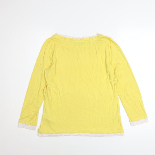 Hobbs Women’s Yellow Long Sleeve Boat Neck Basic T-Shirt S
